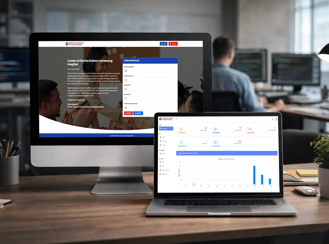 Website company profile profesional hasil pengembangan CodeHero - Sistem Informasi HRD – RS Efarina Etaham Karawang